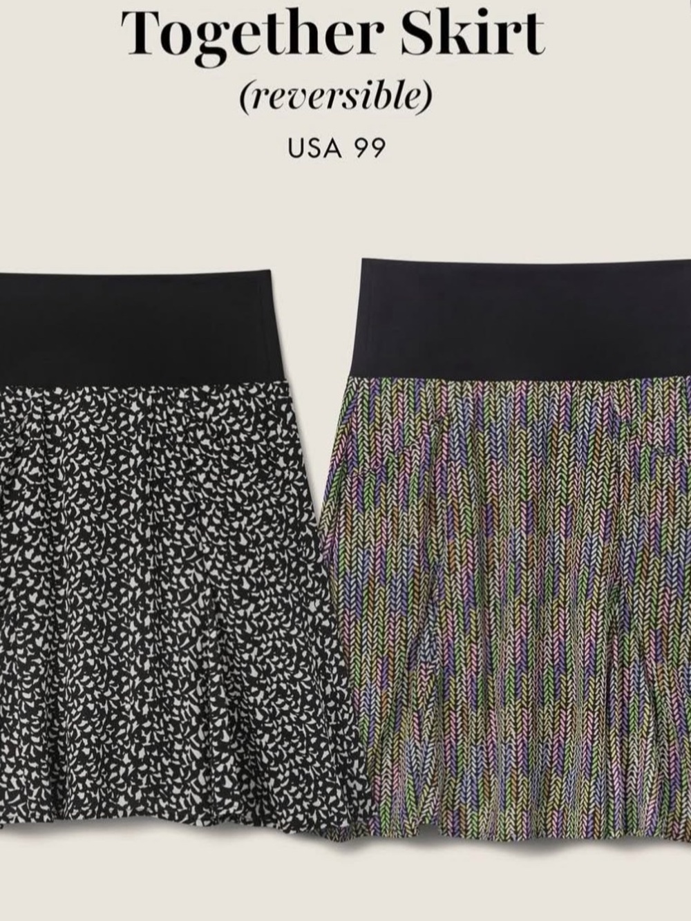 Cabi Together Reversible Skirt - Black, white & Multi